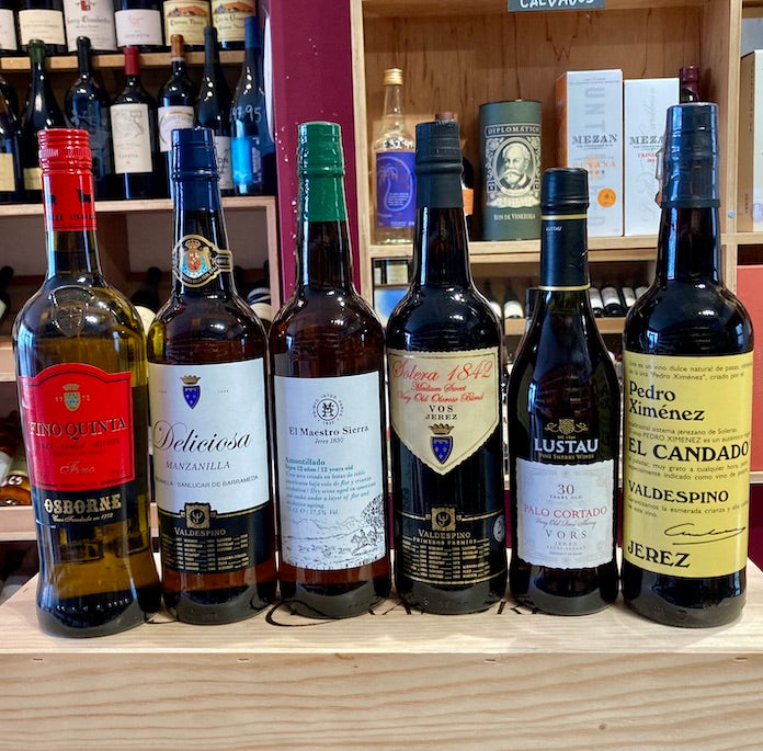 Selection of Butler's sherries - Fino, Manzanilla, Amontillado, Oloroso, Palo Cortado, Pedro Ximenez